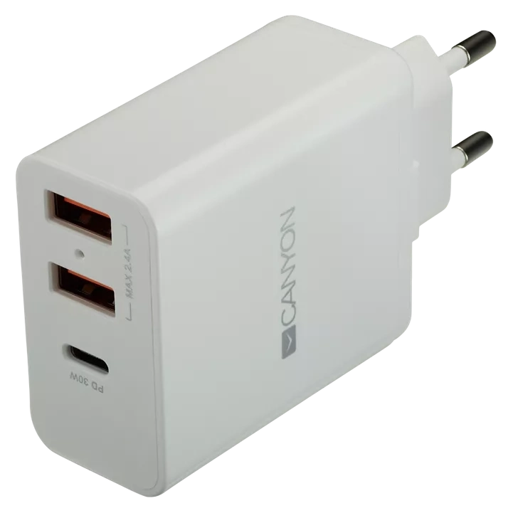 Мережевий адаптер Canyon H-08 white (QC/PD 30W)